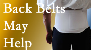 Sitka back pain sufferers using back support belts are supported and reminded to move carefully while healing.