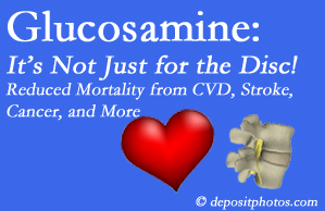 Sitka health benefits from glucosamine use include reduced overall early mortality and mortality from cardiovascular issues.